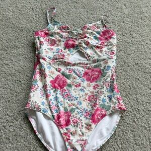 Abercrombie Kids Floral One Piece Swimsuit - Pink and Green